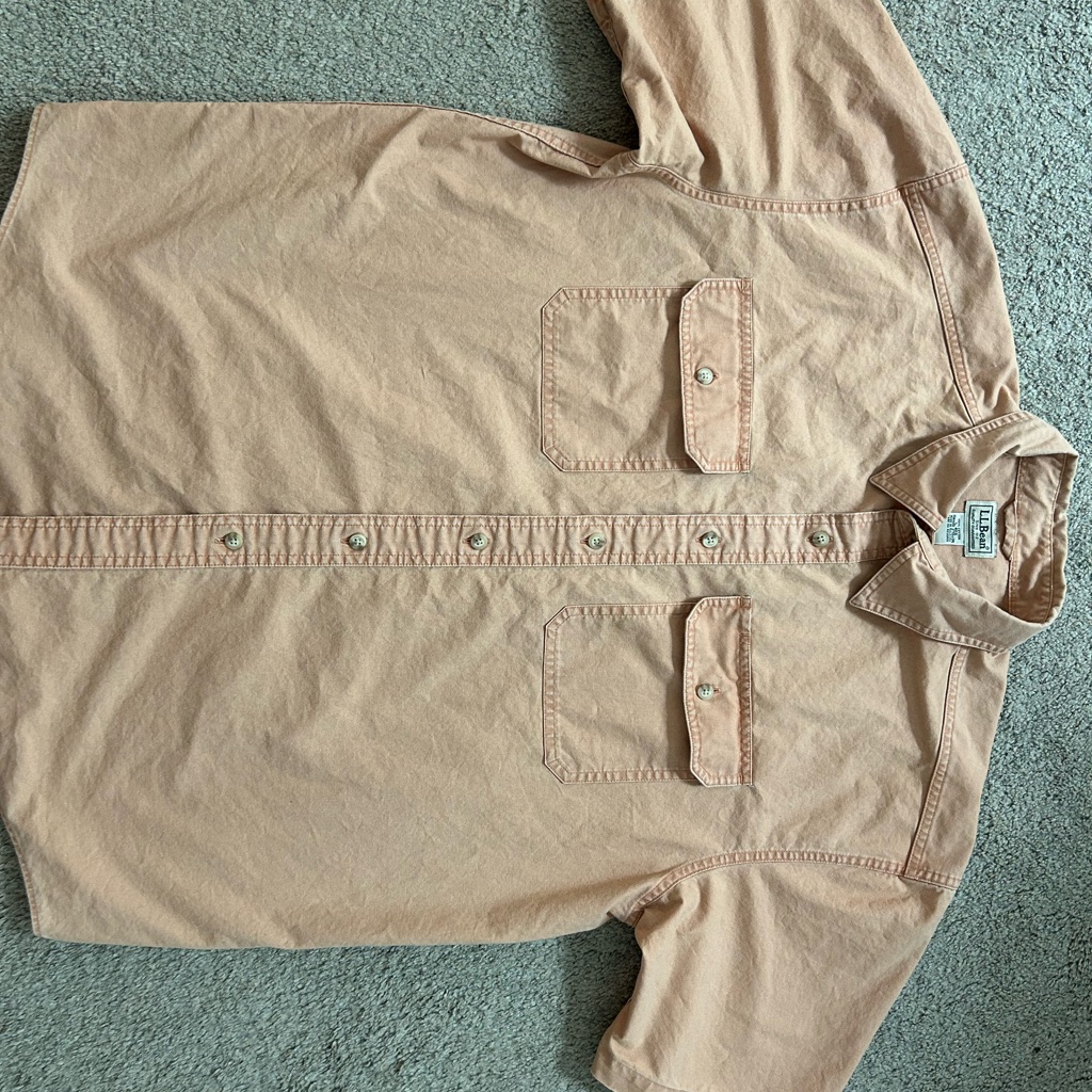 L.L. Bean Men's Salmon Shirt - Button Up Canvas Cotton